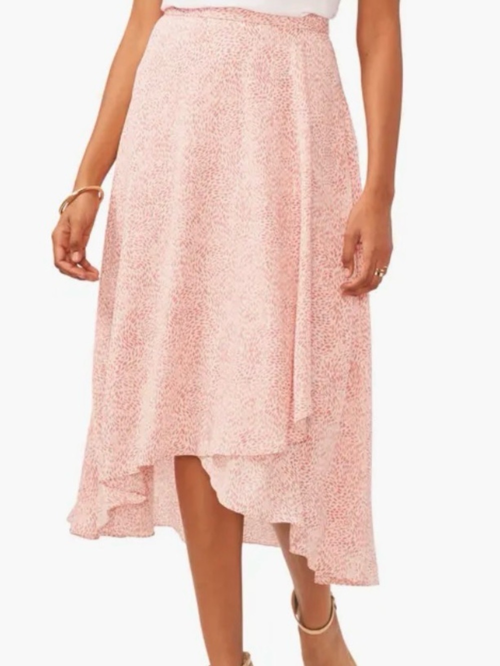 Vince Camuto Blush Pink High-Low Midi Skirt